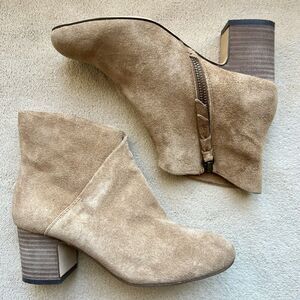 Splendid Hespera Camel Tan Suede Ankle Boot Side Zip Block Heel Neutral Women 6